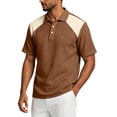 thumbnail image 4 of Fabrcox Men's Polo Shirts Short Sleeve Collared Henley Linen Shirt for Men Breathable Relaxed Fit Color Block Vacation Workout Golf Shirts for Men L, 4 of 7