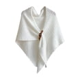 thumbnail image 1 of Gpaecead Cape Triangulaire à Découpes - Détail de Boucle en Cuir Motif Filet Col Rond Châle Blanc, 1 of 5