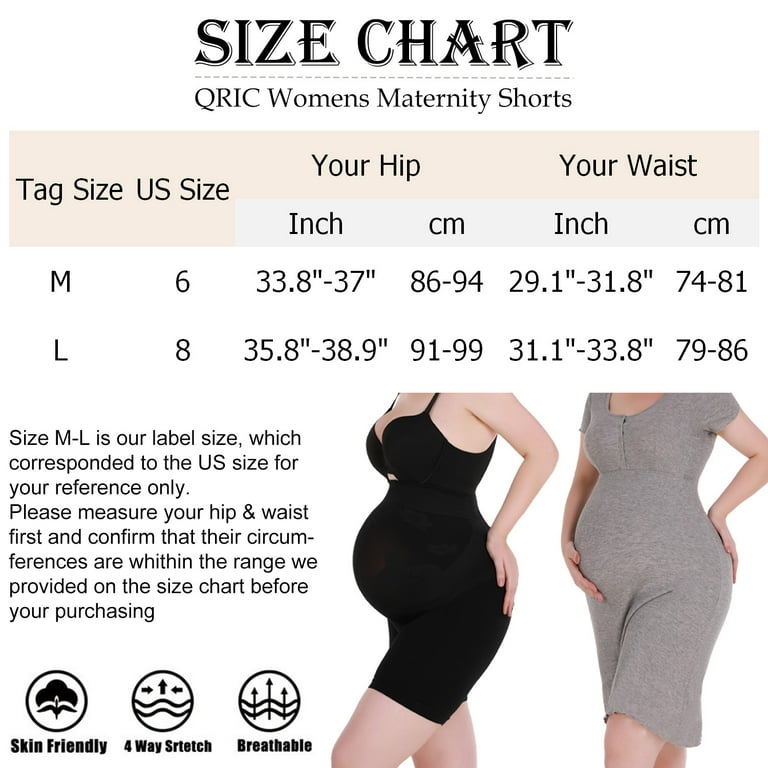 QRIC Womens Maternity Shorts High-Waist Mid-Thigh Pregnancy Shapewear  Underwear Boy Shorts Against Baby Bump 