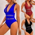 thumbnail image 3 of Womens One Piece Swimsuit Cutout Mesh Deep V Neck Criss Cross Back Solid Bathing Suit Ladies Swimwear Summer 2025 Swimsuit Black L, 3 of 4