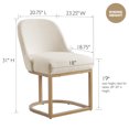 thumbnail image 3 of Upholstered Barrelback Dining Chair with Gold Metal Base, Modern White Linen, Set of 2, 3 of 13