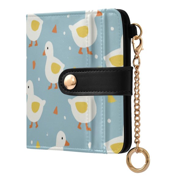 Womens Wallet PU Leather Bifold Small Purse with RFID Blocking Credit Card Holder White Little Duck