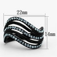 thumbnail image 2 of Luxe Jewelry Designs Women's Ion Plated Black Stainless Steel Ring with Sea Blue Crystals - Size 5, 2 of 4