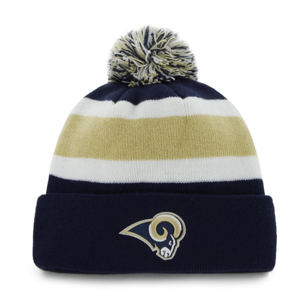 Los Angeles Rams 47 Brand Tri-Tone Breakaway Knit Cuffed Poofball Beanie Hat Cap by 47 Brand