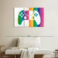 thumbnail image 2 of Elephant Stock Rainbow Splatter Controller Wall Art - Horizontal Multi Panel Canvas - Living Room Wall Decor - Hobbies And Lifestyle Multi Panel - White And Gold Decor - 38" x 24", 2 of 8