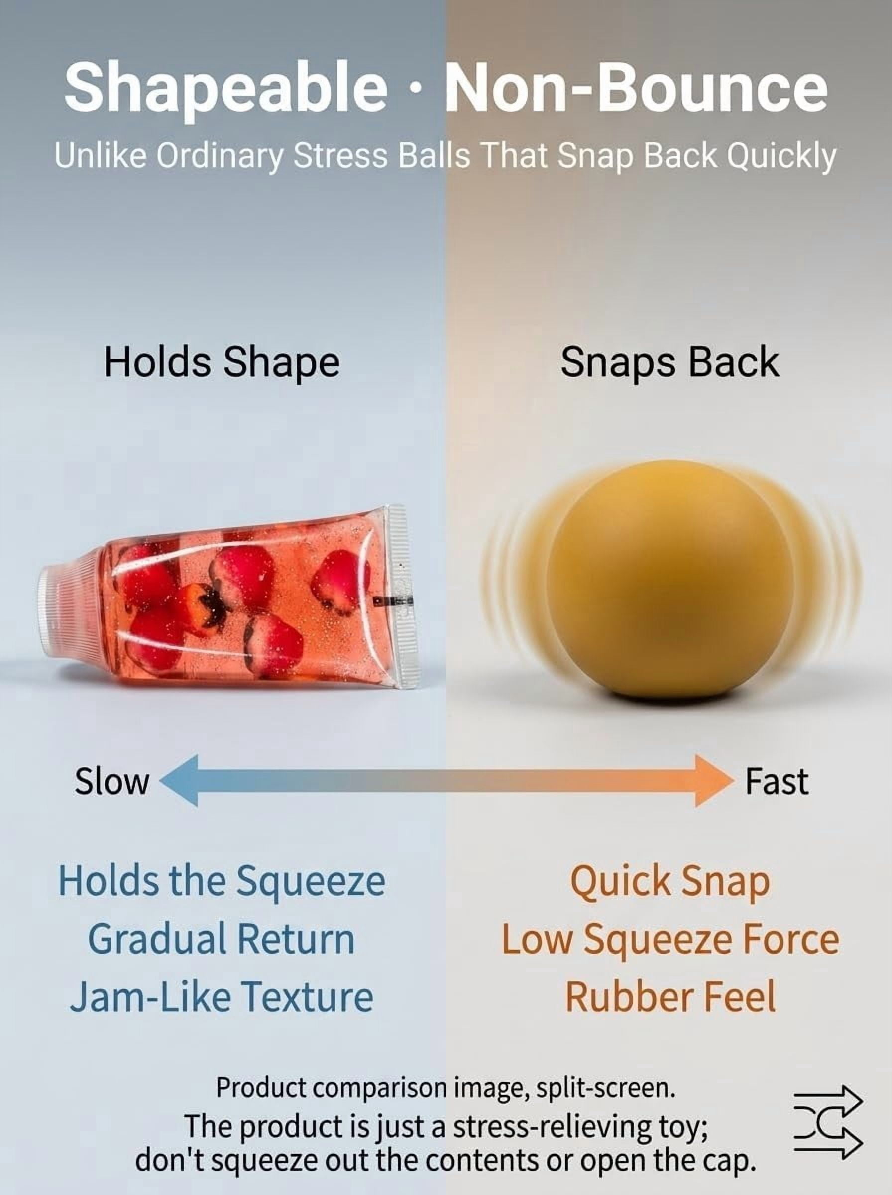 Toothpaste Stress Ball Shapeable Squishy Toys Non-Bounce Jam Feel Asmr Fidget for Adults Stress Relief Gifts Squeeze Jar of Jam Relaxation