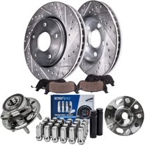 Detroit Axle - Front Wheel Bearing Hubs Brake Kit for Chevy Malibu Impala Equinox GMC Terrain Buick Regal LaCrosse Saab 9-5, Brake Rotors Brake Pads Wheel Bearing Hubs Wheel Lug Nuts Replacement
