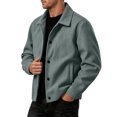 thumbnail image 4 of GrmtClth Vintage Mens Corduroy Soft Vertical Collared Jacket Long Sleeve Snap Closure Oversized Fit Mid Season Evening Outerwear Blue 2XL, 4 of 8
