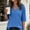Blue, variant on Women's 3/4 Sleeve Tunic Top Split Neck Loose Fit Side Button Detail Curved Hem Casual Everyday Wear