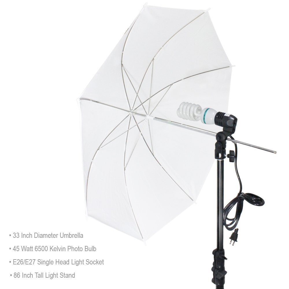 LS Photography Continuous Light White Umbrella Reflector Lighting Kit
