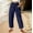 Dark Blue, variant on Juslio Linen Pants Women Elastic Waist with Pockets Linen High,Waist Casual Wide Leg Pants L