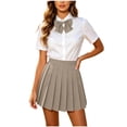 thumbnail image 6 of Yungyresw Women Pleated A Line Skirt Elastic High Waist Solid Front Pleated Mini Basic Skirt Academic Style Casual Fashion Skirt Khaki XL, 6 of 7