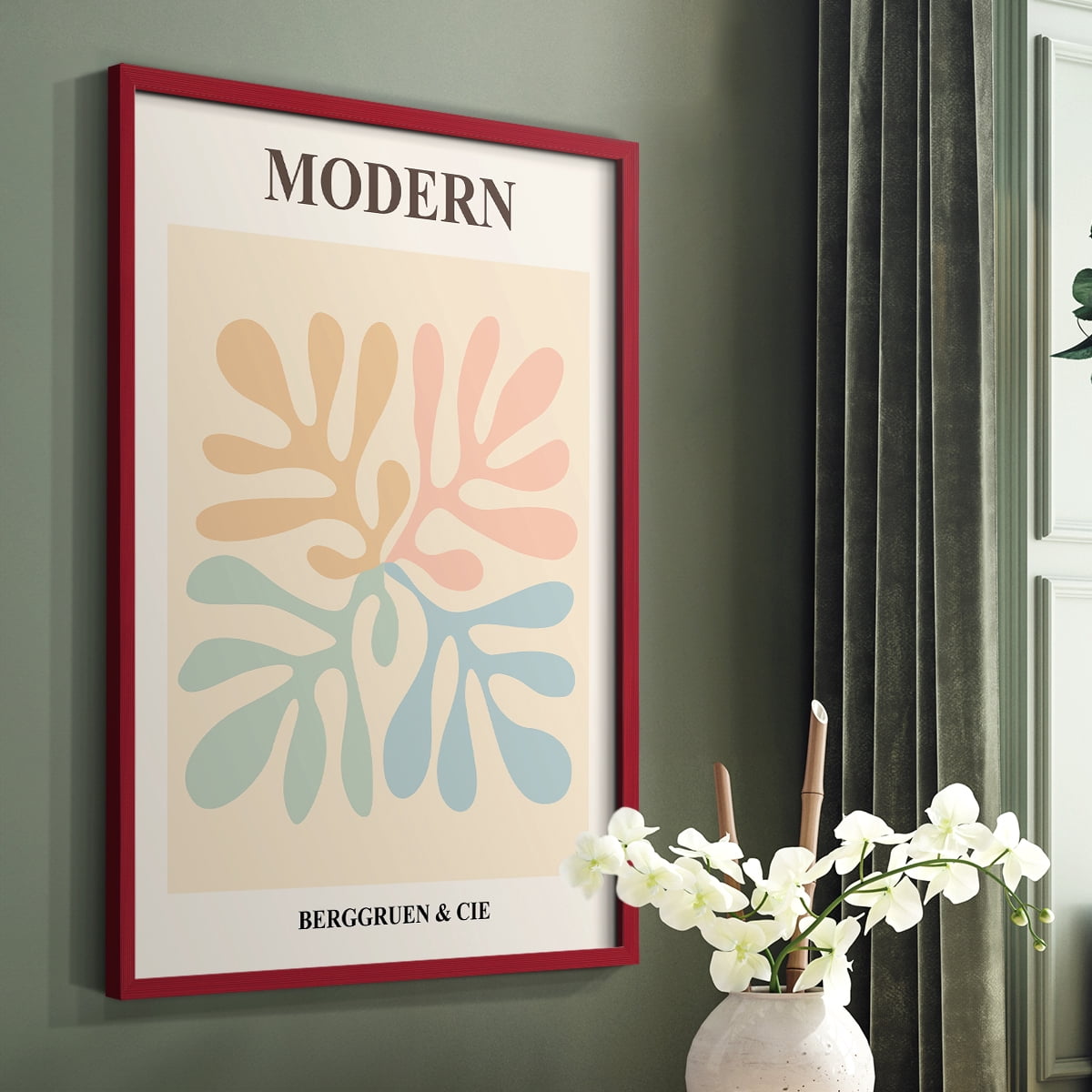 Matisse CXI Framed Print in Red Solid Wood 11 x 14 Framed Print