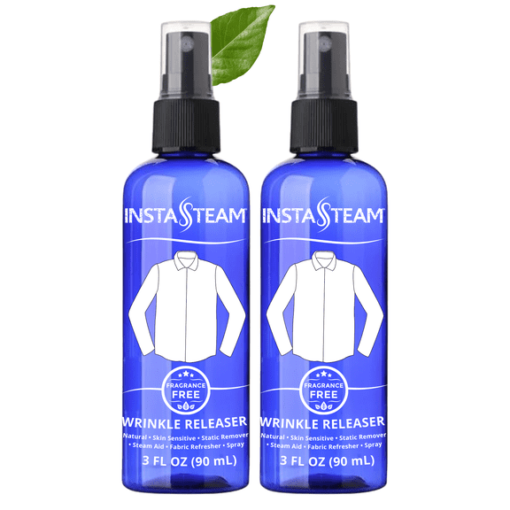 InstaSteam Clothes Wrinkle Release Spray Travel Size Skin Sensitive - Fragrance Free Wrinkle Releaser - Fabric Deodorizer, Fabric Softener, Anti Static Spray - Travel Essential 3 Fl Oz (Pack of 2)