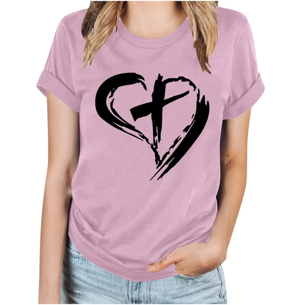 Blusas de Manga Corta para las Mujeres Imprimir Cuello Redondo Camiseta, Blusa Clásica Vintage para la Primavera Y el Verano