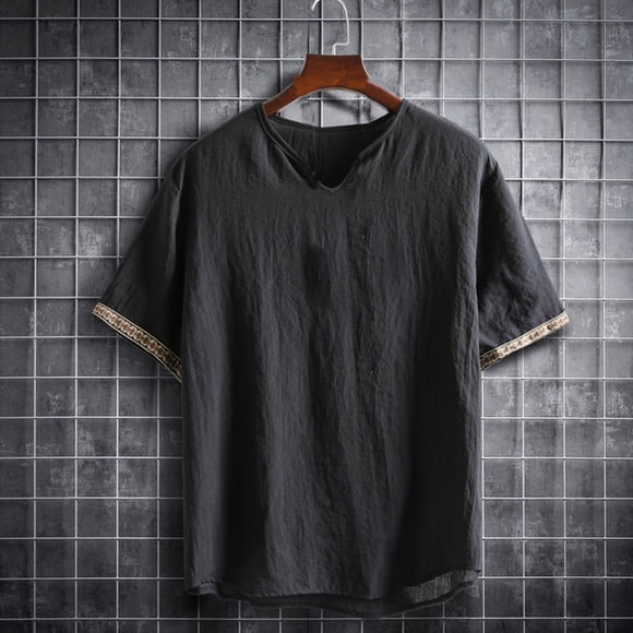 pstuiky Camisas de vestir de manga corta para hombre, Camisa informal de manga corta con cuello en V para hombre, cómoda y a la moda. camisas casuales para hombre m