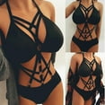 thumbnail image 2 of Gibobby Lencería sexy de mujer tanga Día de San Valentín Vendaje Bustier Top Sujetador de encaje Sheer Mujeres Sin relleno Crop Rainbow Bralette(Negro, G), 2 of 5