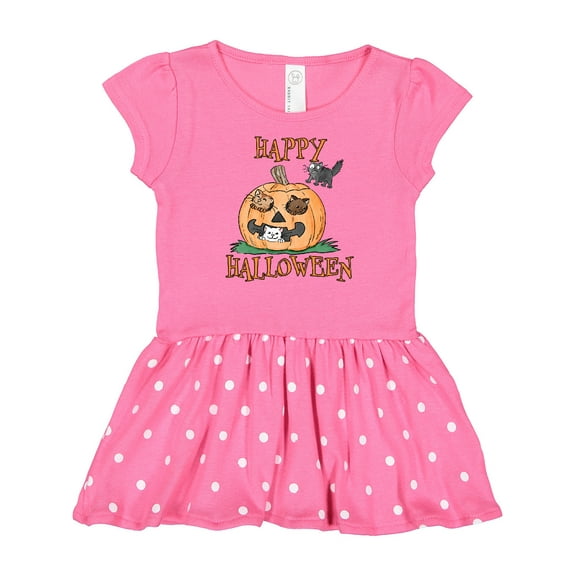 Inktastic Happy Halloween Kittens in a Pumpkin Gift Baby Girl Dress