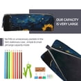 thumbnail image 5 of Yiaed Oil Starry Sky Sunflower Print Leather Pencil Case - Leather Pen Pencil Holder - Elegant & Practical Pencil Pouch for Work & Office, 5 of 7