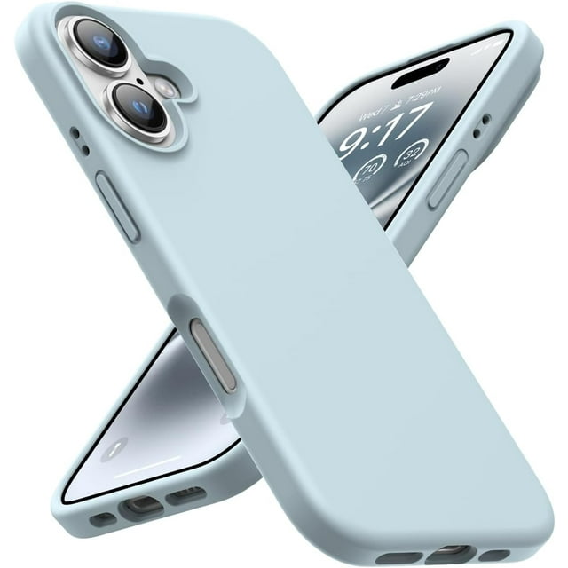 KOMI Designed for iPhone 16 Case,Shockproof Liquid Silicone Protective Phone Case with Soft Anti-Scratch Microfiber Lining Ultra Slim Drop Protection Phone Cover 6.1 inch Light Blue