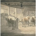 thumbnail image 2 of Robert Hills 20x20 Gold Ornate Framed and Double Matted Museum Art Print Titled - A Cow Byre, 2 of 4
