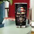thumbnail image 4 of Personalized American Flag Skull Tumbler Gifts for Men Travel Cup Coffee Mug Insulated Stainless Steel 20oz With Lid Water Bottle Gift for Dad Him Husband Son, 4 of 7