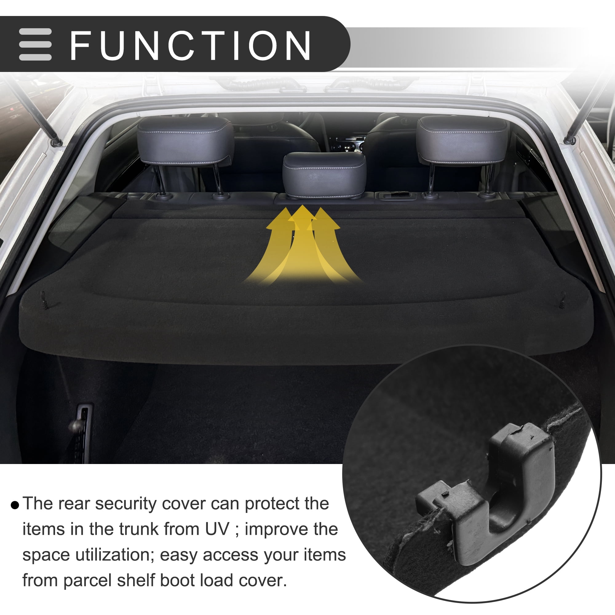 Unique Bargains Car Cargo Cover Board for Ford Fiesta 2013-2017 Tonneau Shield Parcel