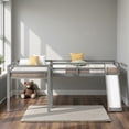 thumbnail image 2 of Tcbosik Twin Size Loft Bed with Slide, L-Shaped Bed Frame with Built-in Ladder and Full Length Guardrail, Wood Slats Support, Space Saving, Gray, 2 of 10
