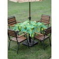 thumbnail image 4 of Outdoor Tablecloth with Umbrella Hole for Patio/Picnic/Party/Camping, Green Lemons Waterproof Table Cloth Square Cover Washable, Summer Tropical Leaves Teal Green (54"x 54"), 4 of 8