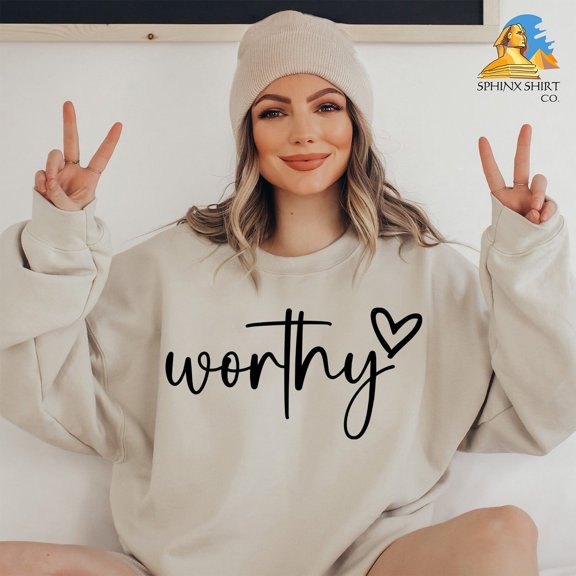 Worthy Sweatshirt, Inspirational Gift, Motivational Sweatshirt, Christian Gift, Positivity Sweatshirt, Religious Apparel, Grace Sweatshirt All Size S-5Xl