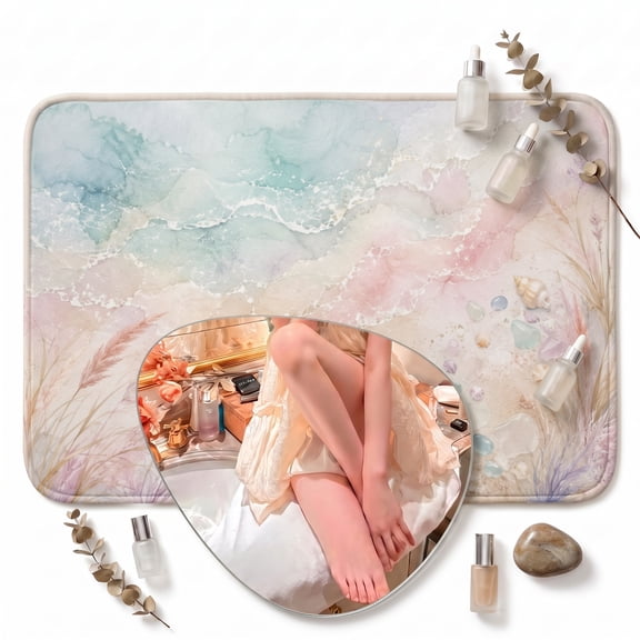 Pastel Abstract Bathroom Rug 40 x 75 cm, Rectangular Faux Diatomaceous Earth-Style Bath Mat, Soft Absorbent Quick Dry Floor Mat with Non-Slip Backing for Shower, Bathtub, Vanity, Sink, Bedroom and En