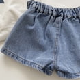 thumbnail image 7 of Jean Shorts for Girls Elastic High Waisted Front Split Trendy Summer Skirt Shorts Denim Casual Skorts, Blue 1-2 Years, 7 of 7