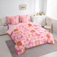 thumbnail image 4 of Feelyou Cute Princess Bowknot Twin Bedding Sets 7-Piece, Girly Pink Buffalo Plaid Bedding Comforter Set, Strawberry Love Heart Reversible Sheet Sets, Ultra Soft Bedroom Decor, 4 of 8