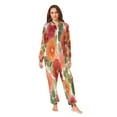 thumbnail image 7 of 1 Piece Adult Onesie Pajamas Cozy & Loose-Fit Sleepsuit Loungewear with Pockets Red and Orange Flowers X-Large, 7 of 7