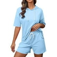 thumbnail image 2 of AOOCHASLIY Women Fashion Shorts Two-piece Color Short Sleeve Casual Suit, 2 of 4