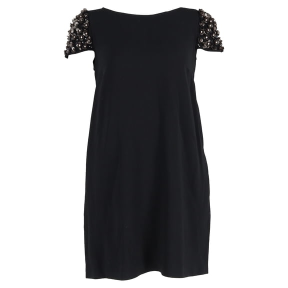 Pre-Owned RED Valentino Embellished Sleeve Mini Dress in Black Acetate