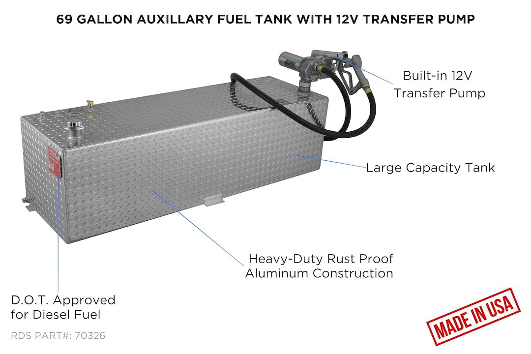 RDS MFG INC 70326 69 Gallon Rectangular Auxiliary Fuel Tank