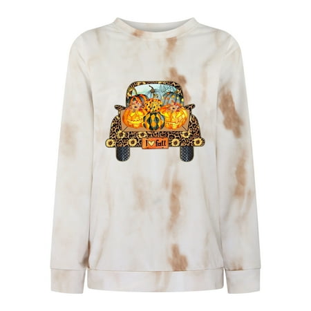 

Honeeladyy Sales Thanksgiving Day Fashion Women s Casual Long Sleeve Printed Ladies Sweatshirts Tops