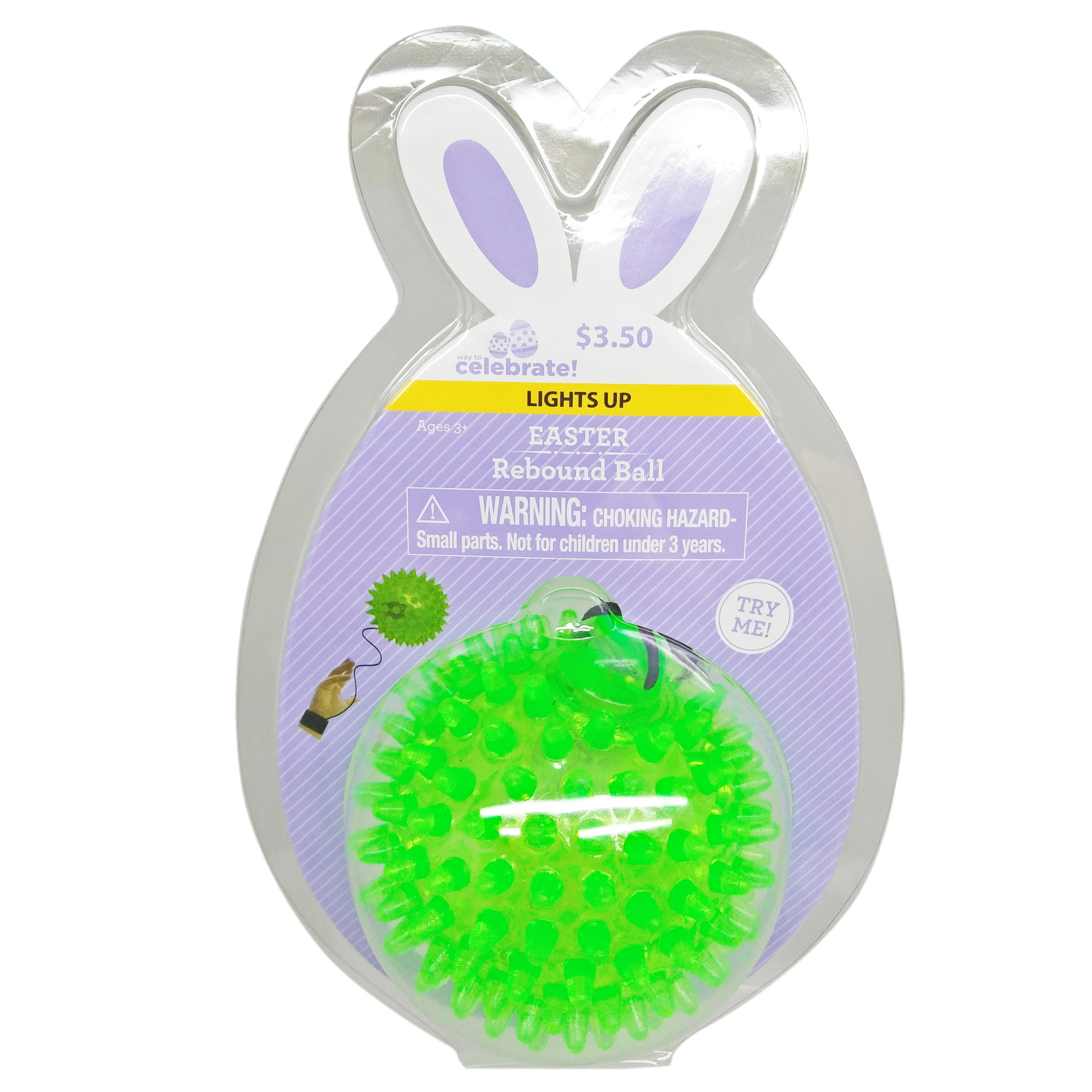 WAY TO CELEBRATE! Light up Rebound Knobby Ball Green