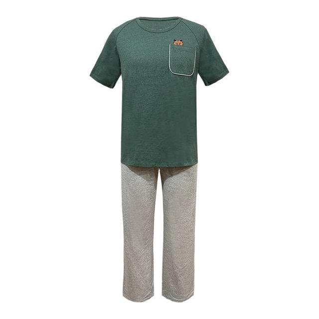Set Pijama George Talla CH Manga Corta Bolsillo en Pecho Verde 2 Piezas