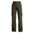 thumbnail image 5 of Women's Soft Fabric Straight Leg Pants with Pockets Mid Elastic Waist, Casual Hiking Jogging Work Outdoor Business Travel, Womens Trousers Loose | VerBelle,Army Green L, 5 of 7