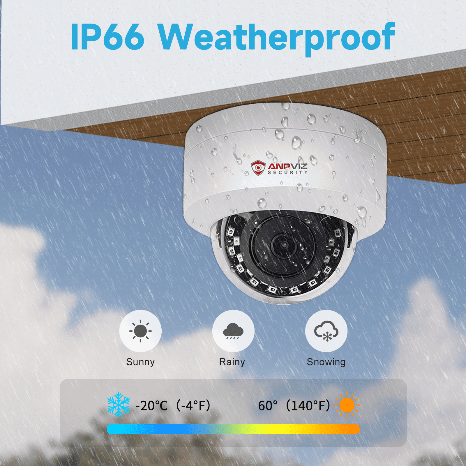 Anpviz 4MP PoE IP Dome Camera with Microphone/Audio, IP Security Camera Outdoor /Indoor, 98ft Night Vision, IP66 Waterproof, 2.8mm Wide Angle Lens, 24/7 Recording