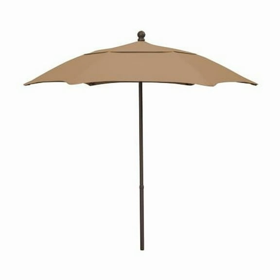 7.5' Hex Patio Umbrella 6 Rib Push Up Champagne Bronze with Beige Spun Poly Canopy, 7HPUCB-Beige