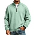 thumbnail image 2 of GrmtClth Men's Grid Waffle Texture 1/4 Zipper Pullover Tops Long Sleeve Half Zip Mock Neck Soft Comfortable Golf Daily Street Sweatshirts Light Green 4XL, 2 of 7