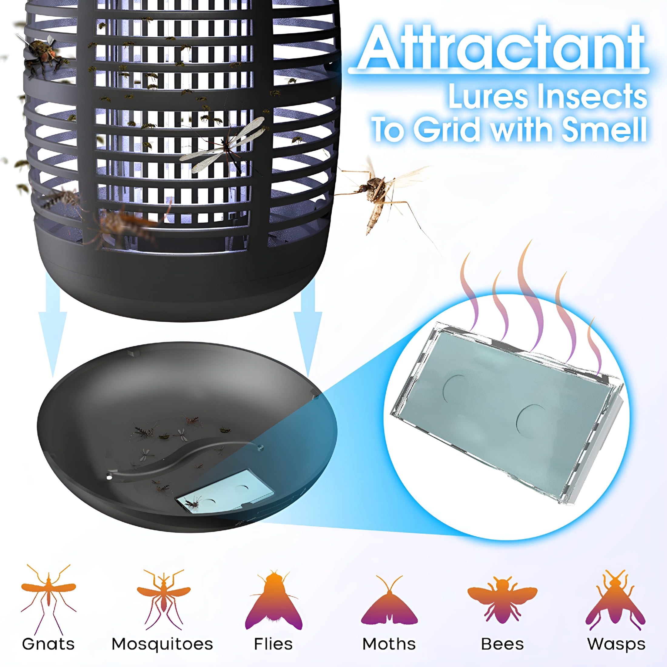 HIBIBUD Electric Mosquito Zapper,4200V Insect Killer,Waterproof Fly Trap for Outdoor Use