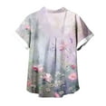 thumbnail image 4 of Fiudx Camisas de Mujer Blusas de Manga Corta Estampadas Informales Regulares para Mujertop, 4 of 5