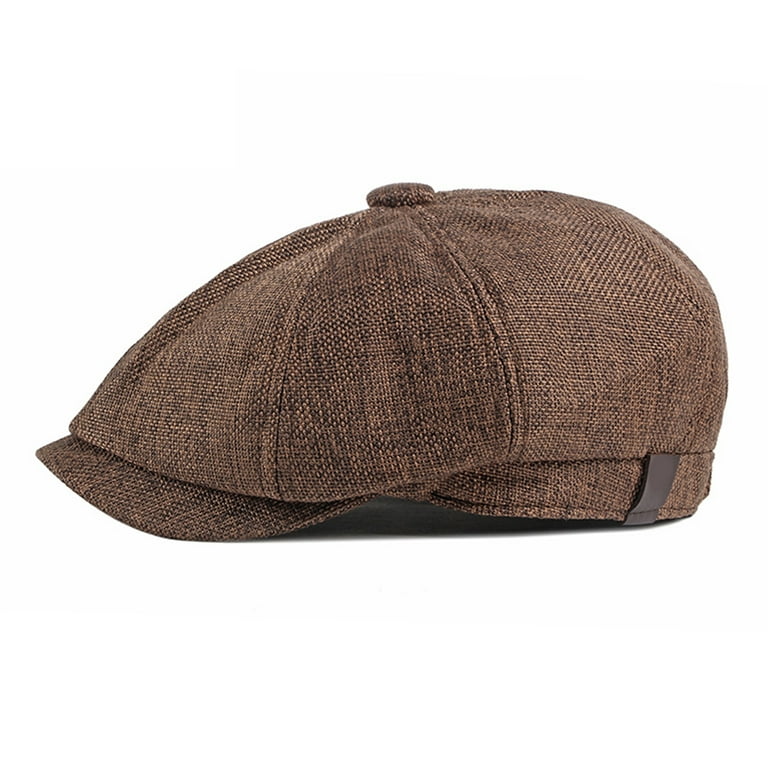 Subolong Mens Flat Newsboy Cap, Beret Hat Men Scally Hat, Gatsby Golf Hats, Ivy Driving Cap, Fit (55-59cm) Brown