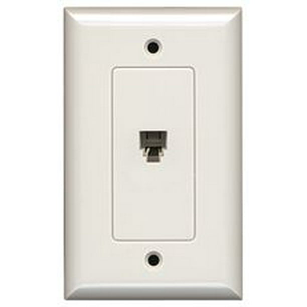PHONE JACK MODULAR WITH WALL PLATE, WHITE, 1 PIECE
