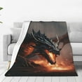 thumbnail image 1 of Fotbe Fiery Black Dragon Attack Manta de Franela Acolchonada con Estampado, Súper Suave y Esponjosa, Extra Grande para Sofá, Cama, Uso Todo el Año-50"x40", 1 of 7