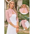 thumbnail image 2 of DARING DIVA Women's Stand Collar Sheer Floral Lace Bolero Shrug XS Pink, 2 of 6